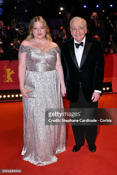 Francesca Scorsese and Martin Scorsese arrive for the Honorary Golden Bear Award Ceremony for Martin Scorsese during the 74th Berlinale International...