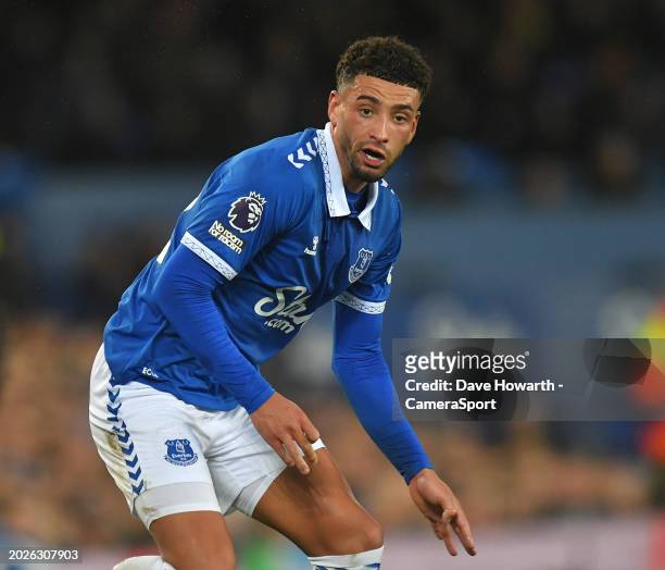 Everton's Ben Godfrey during the Premier League match between Everton FC and Crystal Palace at Goodison Park on February 19, 2024 in Liverpool,...