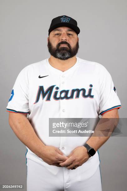 Rod Barajas of the Miami Marlins poses for a photo during the Miami Marlins Photo Day at Roger Dean Chevrolet Stadium on Thursday, February 22, 2024...