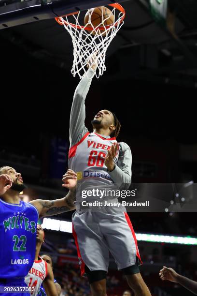 Trhae Mitchell of the Rio Grande Valley Vipers shoots the ball during the game against the Iowa Wolves on February 23, 2024 at the Wells Fargo Arena...