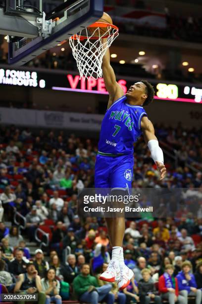 Wendell Moore Jr. #7 of the Iowa Wolves dunks the ball during the game against the Rio Grande Valley Vipers on February 23, 2024 at the Wells Fargo...