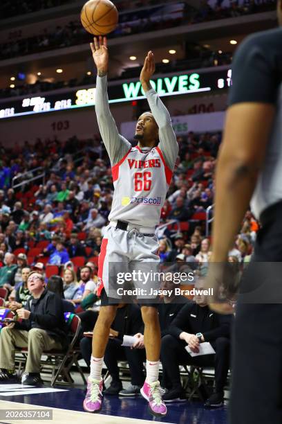 Trhae Mitchell of the Rio Grande Valley Vipers shoots the ball during the game against the Iowa Wolves on February 23, 2024 at the Wells Fargo Arena...