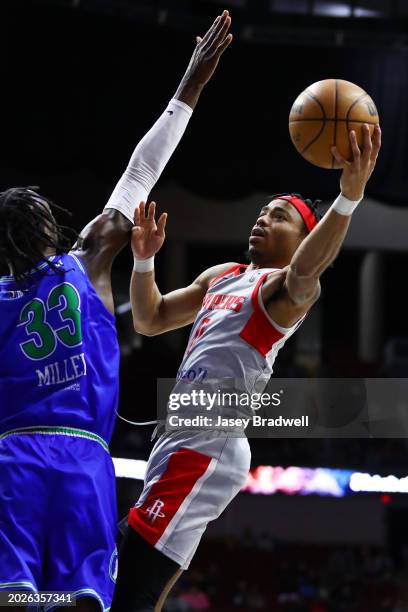 Jalen Lecque of the Rio Grande Valley Vipers shoots the ball during the game against the Iowa Wolves on February 23, 2024 at the Wells Fargo Arena in...