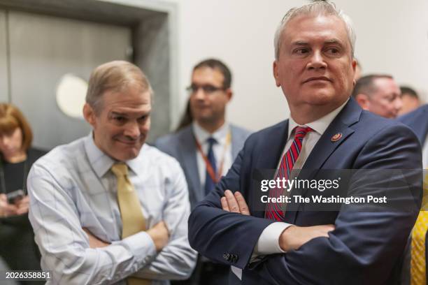 From right, House Oversight Committee Chair James Comer and House Judiciary Committee Chair Jim Jordan , who are leading the House Oversight...