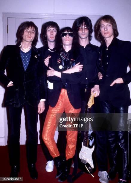 Musicians Ivan Kral , Bruce Brody, Patti Smith, Lenny Kaye and Jay Dee Daugherty, of the Patti Smith Band, pose for a group portrait in New York, New...
