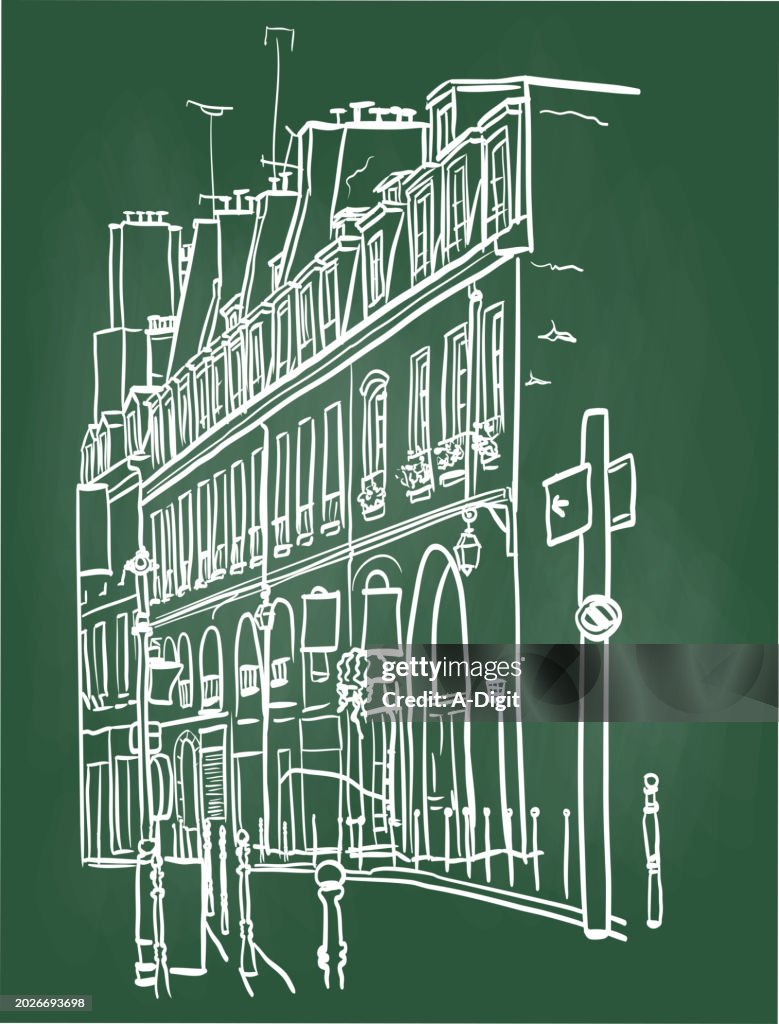 Typical Paris Architecture Chalkboard