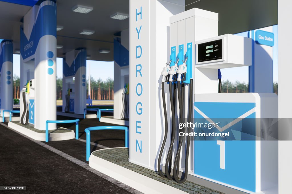 Wasserstoff-Tankstelle. Umweltfreundliches alternatives Energiekonzept