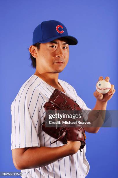 Shota Imanaga of the Chicago Cubs poses for a portrait during Photo Day at Sloan Park on February 20, 2024 in Mesa, Arizona.