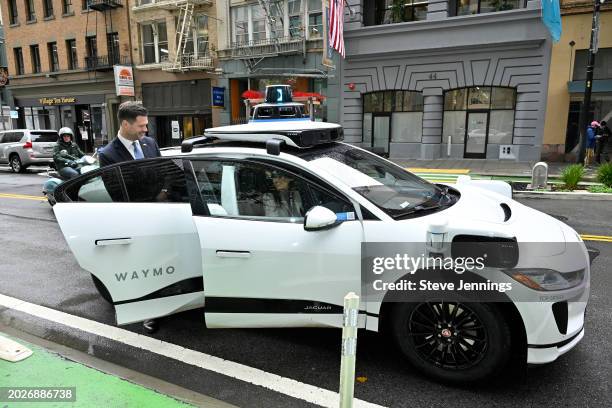 Johan Forssell, Swedish Minister for International Development Cooperation and Foreign Trade experiences Waymo, an autonomous vehicle ride on...