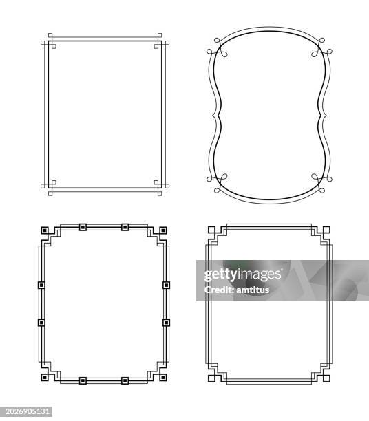 rectangular border set2 - baroque style stock illustrations