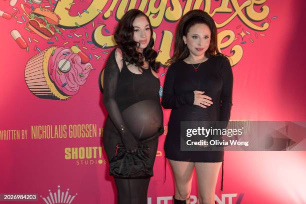 Bhad Babie and Esther Povitsky attend the Los Angeles premiere of "Drugstore June" at TCL Chinese 6 Theatres on February 20, 2024 in Hollywood,...