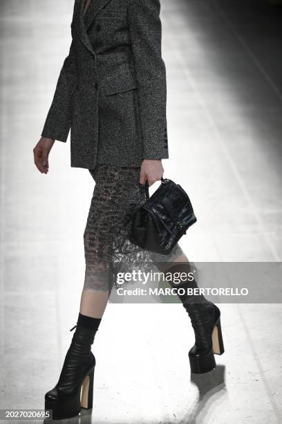 Model walks the runway during the Ermanno Scervino collection show at the Milan Fashion Week Womenswear Autumn/Winter 2024-2025 on February 24, 2024...