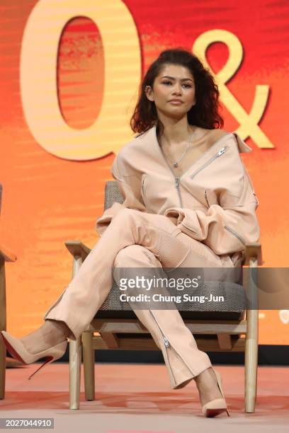 Zendaya attends the press conference for "Dune: Part Two" on February 21, 2024 in Seoul, South Korea.