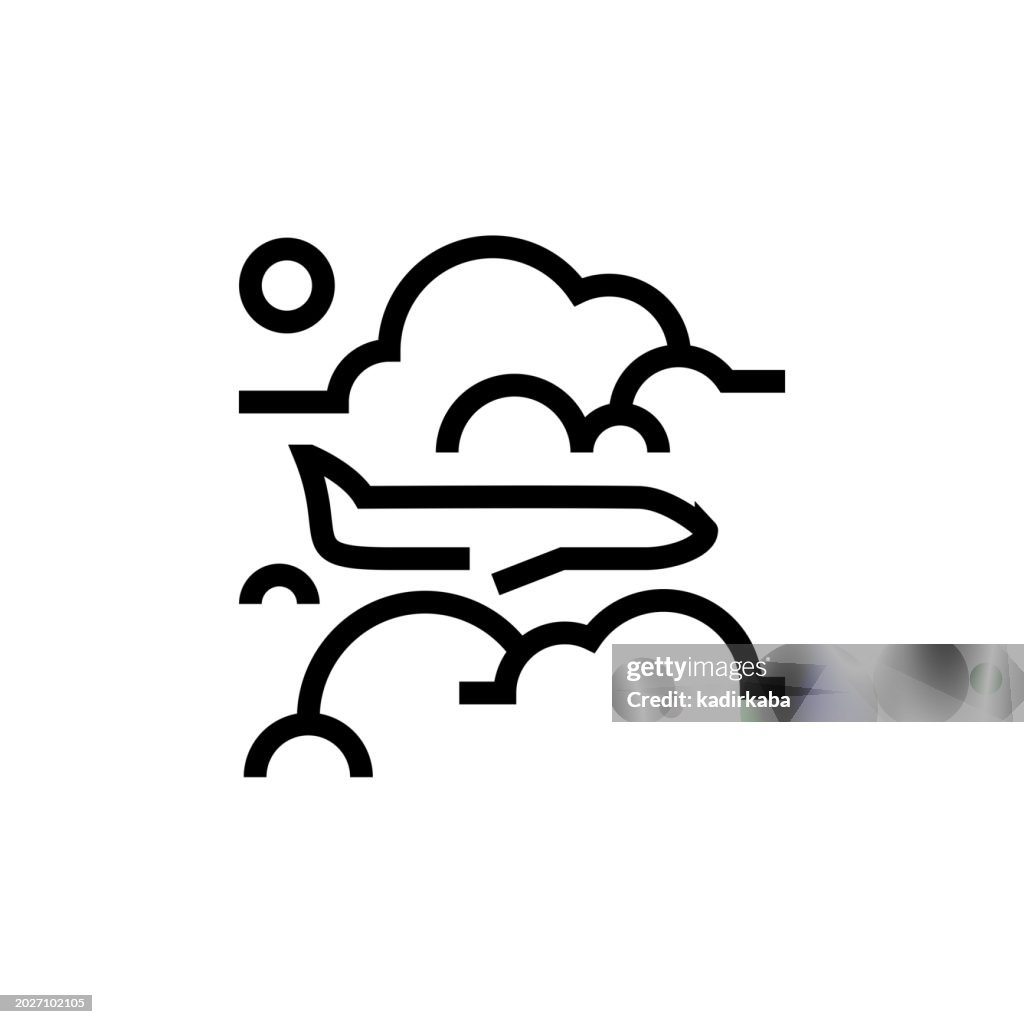 Airplane Turbulence Line Icon