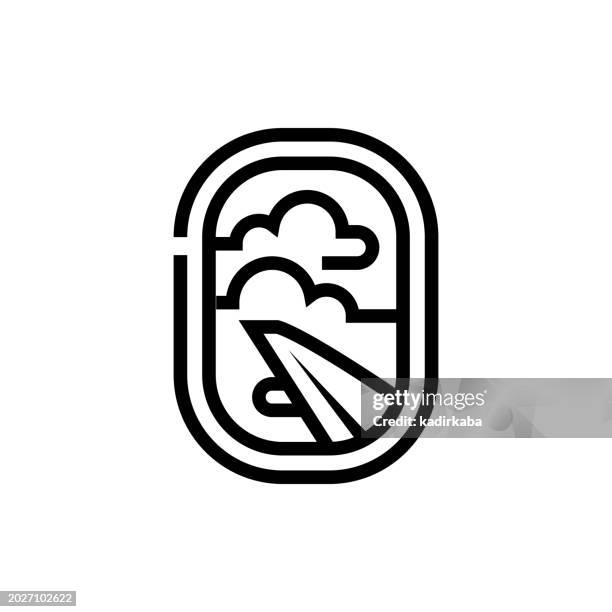 airplane window line icon - porthole stock illustrations