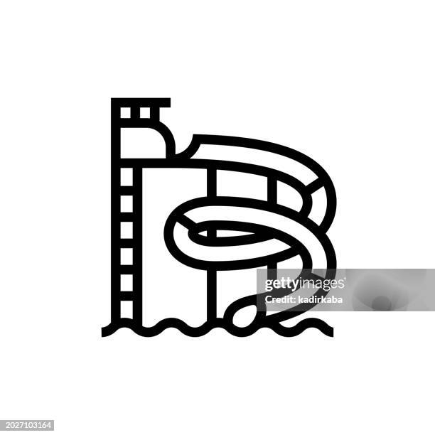 amusement park and water park line icon - ice skating vector stock illustrations