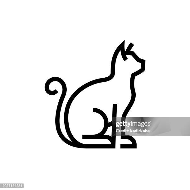 cat line icon - cartoon feet stock illustrations