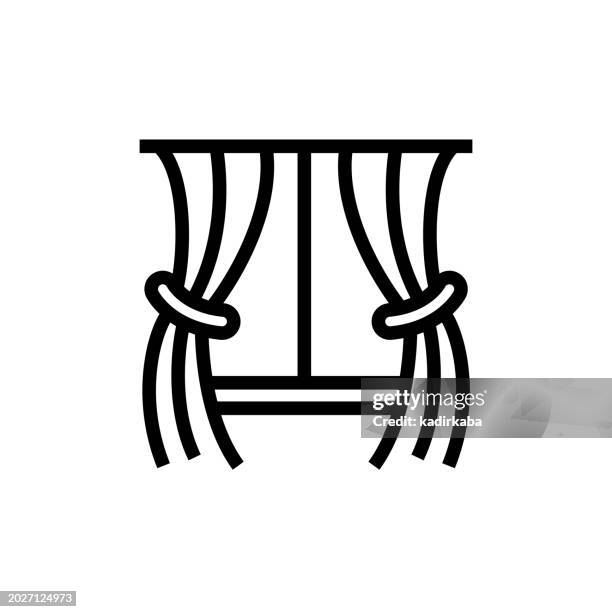 curtain line icon - window curtain stock illustrations