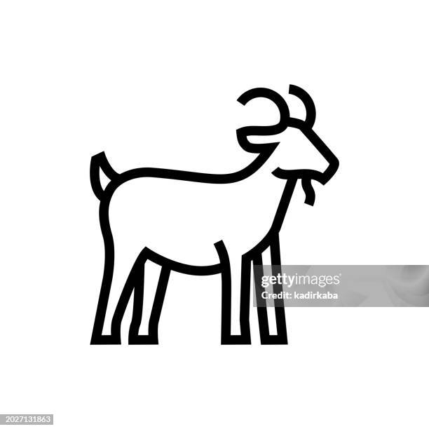 goat farming animal line icon - black goat stock illustrations