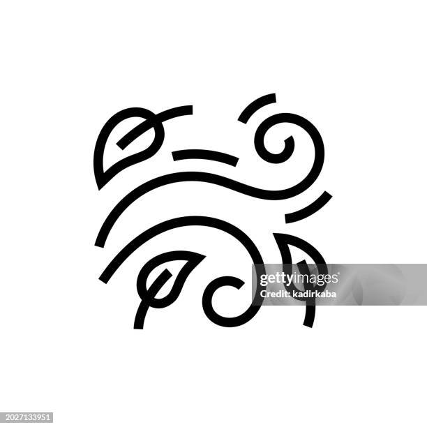 leaf fall and spring time line icon - cold air draft stock illustrations