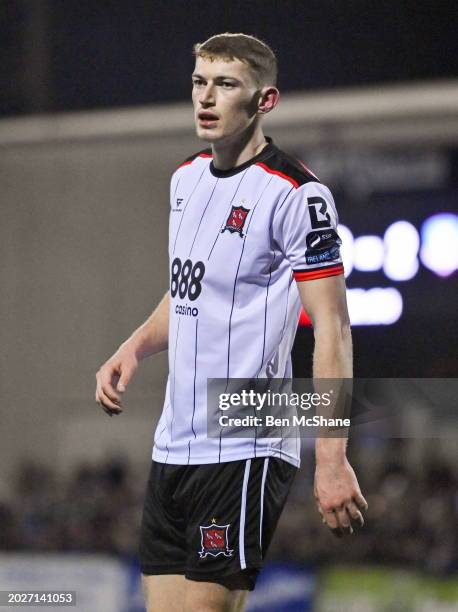 Louth , Ireland - 23 February 2024; Zak Bradshaw of Dundalk during the SSE Airtricity Men's Premier Division match between Dundalk and Galway United...