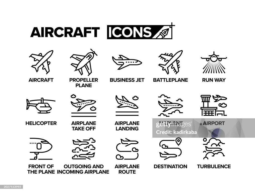Aircraft Line Icon Set