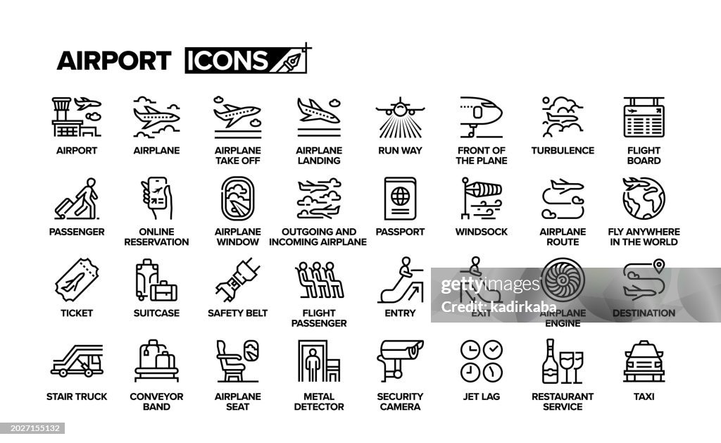 Airport Line Icon Set
