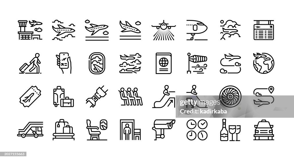 Airport Line Icon Set