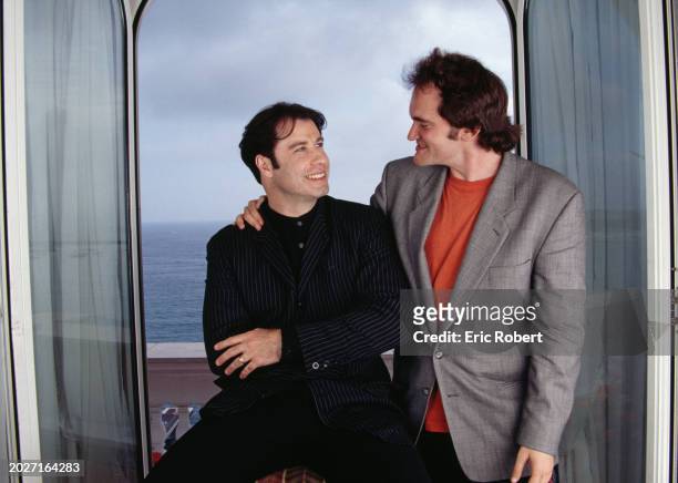 Actor of Pulp Fiction John Travolta and director Quentin Tarantino in Cannes for the International Film Festival, France, May 21st 1994.