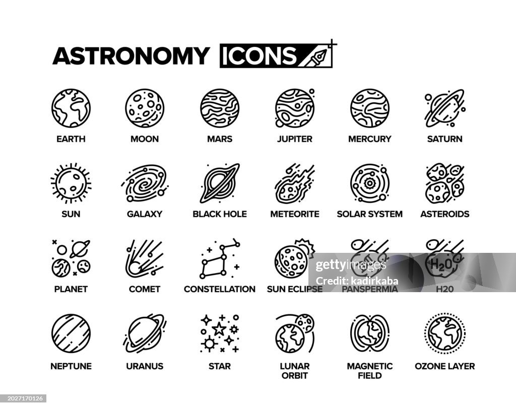 Space and Astronomy Line Icon Set