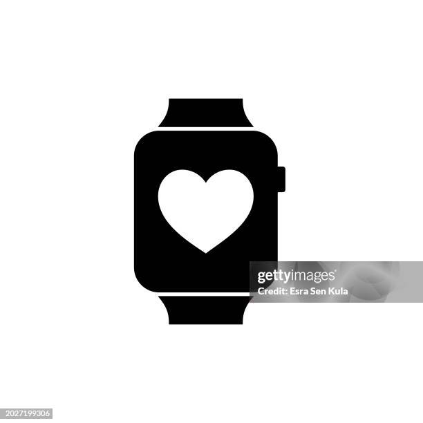 wearable smart watch solid icon design on a white background. this black flat icon suits infographics, web pages, mobile apps, ui, ux, and gui designs. - wellness program stock illustrations