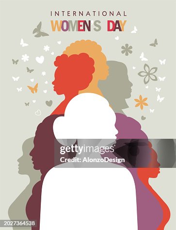 International Women’s Day Poster. Multiracial Group of Women. International Women’s Day Poster. Multiracial Group of Women.