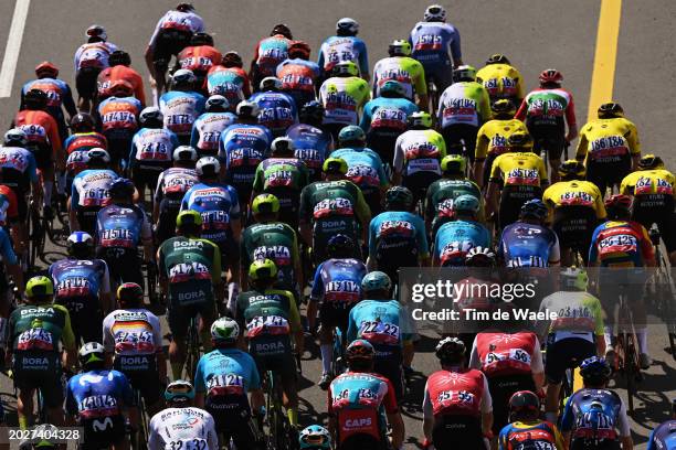 General view of the peloton competing during the 6th UAE Tour 2024, Stage 3 a 176km stage from Al Marjan Island - Al Jazirah Al Hamra to Jebel Jais...