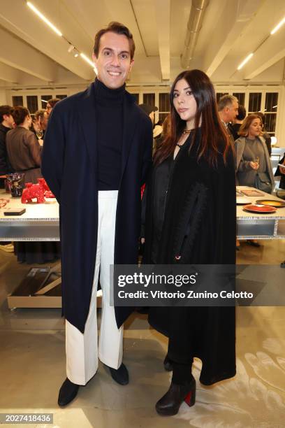 Filippo Cirulli and Lavinia Fuksas attend the event "Rethinking 10 Corso Como" on February 20, 2024 in Milan, Italy. Unveiling of the new redesigned...