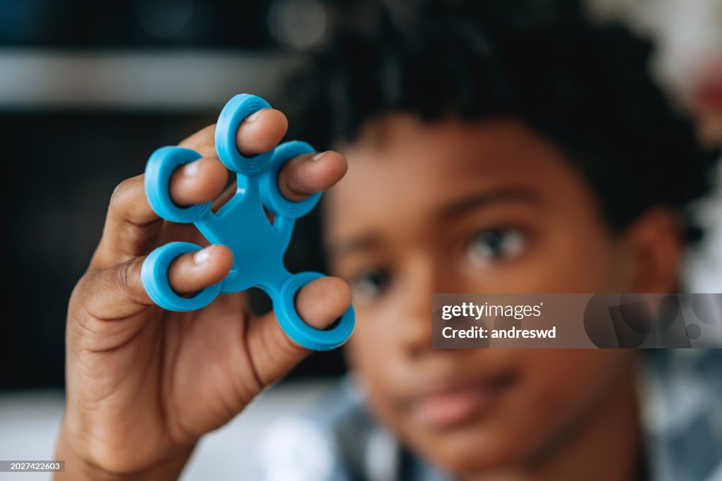 Child with autism sensory toy