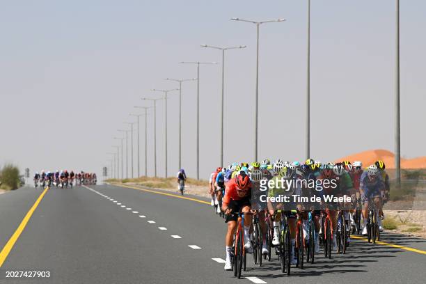 Tobias Foss of Norway and Team INEOS Grenadiers and Boy van Poppel of The Netherlands and Team Intermarche-Wanty compete in echelons formation due to...