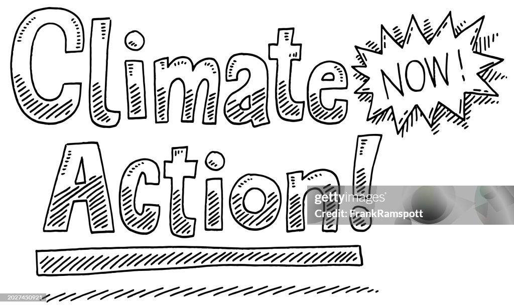 Climate Action Now Text Drawing