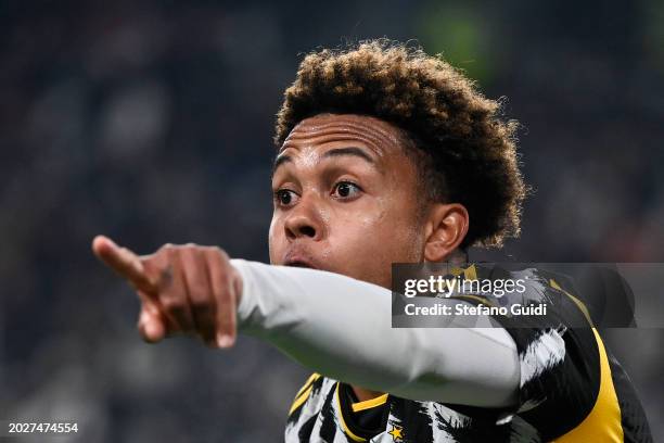 Weston McKennie of Juventus FC reacts during the Serie A TIM match between Juventus and Udinese Calcio - Serie A TIM at on February 12, 2024 in...