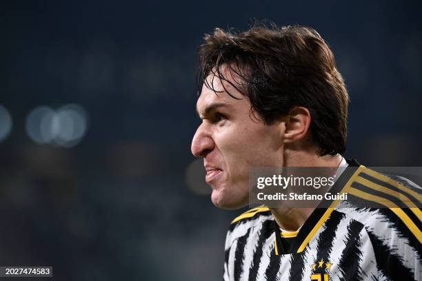 Federico Chiesa of Juventus FC reacts during the Serie A TIM match between Juventus and Udinese Calcio - Serie A TIM at on February 12, 2024 in...