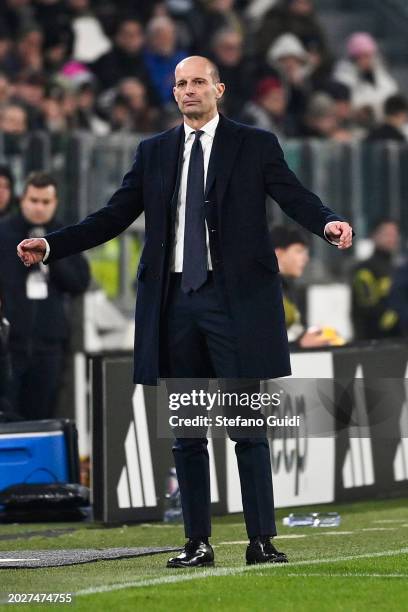 Massiliano Allegri Head Coach of Juventus FC reacts during the Serie A TIM match between Juventus and Udinese Calcio - Serie A TIM at on February 12,...