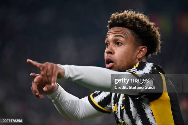 Weston McKennie of Juventus FC reacts during the Serie A TIM match between Juventus and Udinese Calcio - Serie A TIM at on February 12, 2024 in...