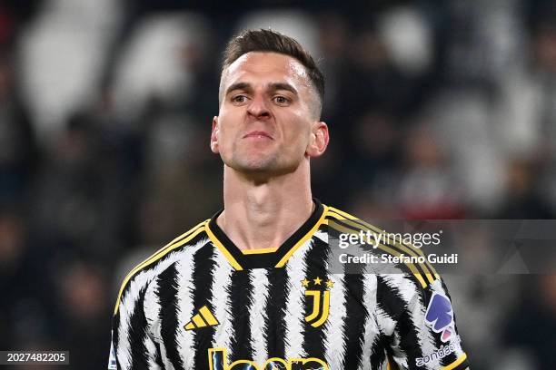 Arkadiusz Milik of Juventus FC reacts during the Serie A TIM match between Juventus and Udinese Calcio - Serie A TIM at on February 12, 2024 in...