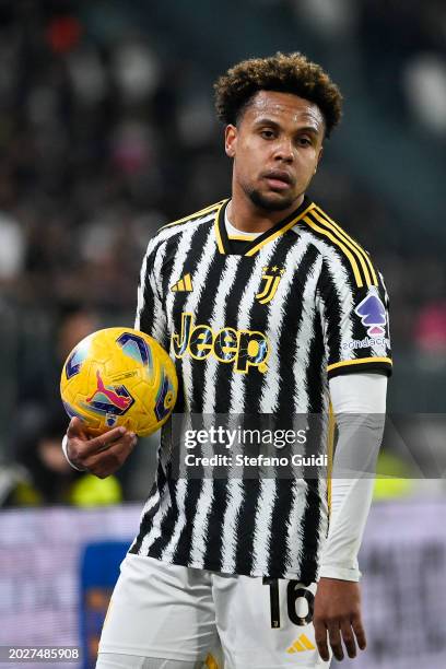 Weston McKennie of Juventus FC reacts during the Serie A TIM match between Juventus and Udinese Calcio - Serie A TIM at on February 12, 2024 in...