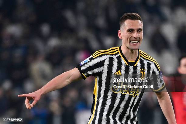 Arkadiusz Milik of Juventus FC reacts during the Serie A TIM match between Juventus and Udinese Calcio - Serie A TIM at on February 12, 2024 in...