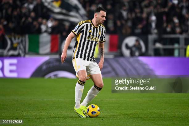 Federico Gatti of Juventus FC in action during the Serie A TIM match between Juventus and Udinese Calcio - Serie A TIM at on February 12, 2024 in...