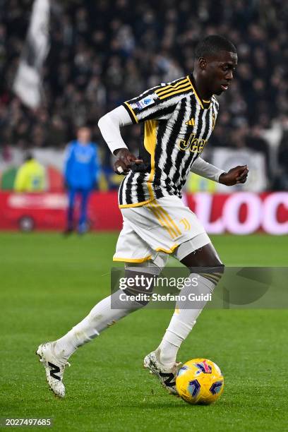 Timothy Weah of Juventus FC in action during the Serie A TIM match between Juventus and Udinese Calcio - Serie A TIM at on February 12, 2024 in...