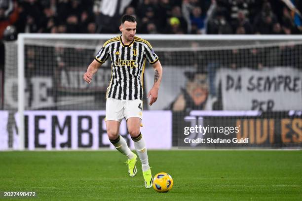 Federico Gatti of Juventus FC in action during the Serie A TIM match between Juventus and Udinese Calcio - Serie A TIM at on February 12, 2024 in...