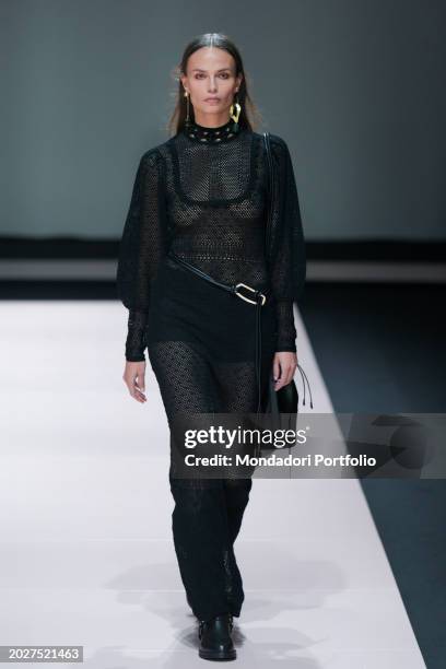 Russian supermodel Natasha Poly at Milan Fashion Week Women's Collection Fall Winter 2024. Milan , February 20th, 2024