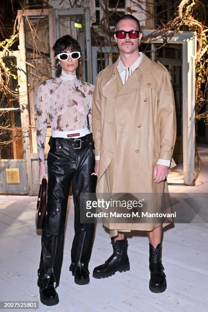 Marta Sanchez and Elbio Bonsaglio attend the Antonio Marras fashion show during the Milan Fashion Week Womenswear Fall/Winter 2024-2025 on February...