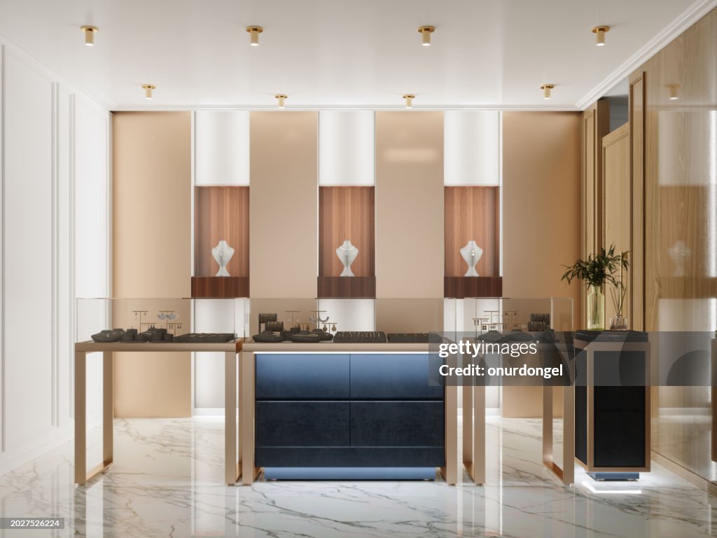 Luxury Jewellery Store With Jewels On Display